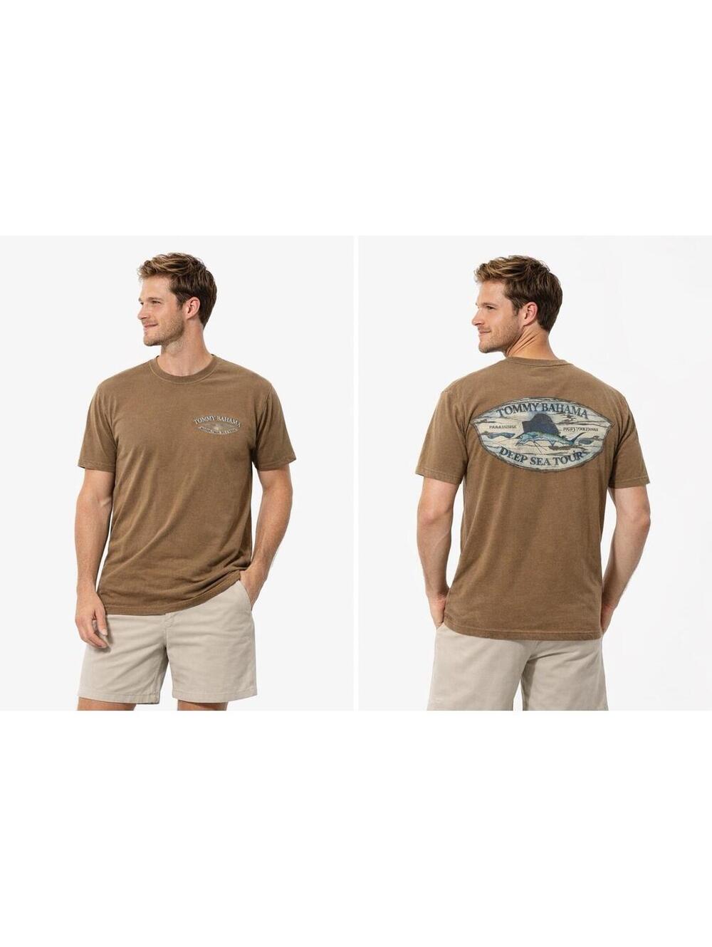 Tommy Bahama Deep Sea Tour Graphic T-Shirt Brown Size Medium